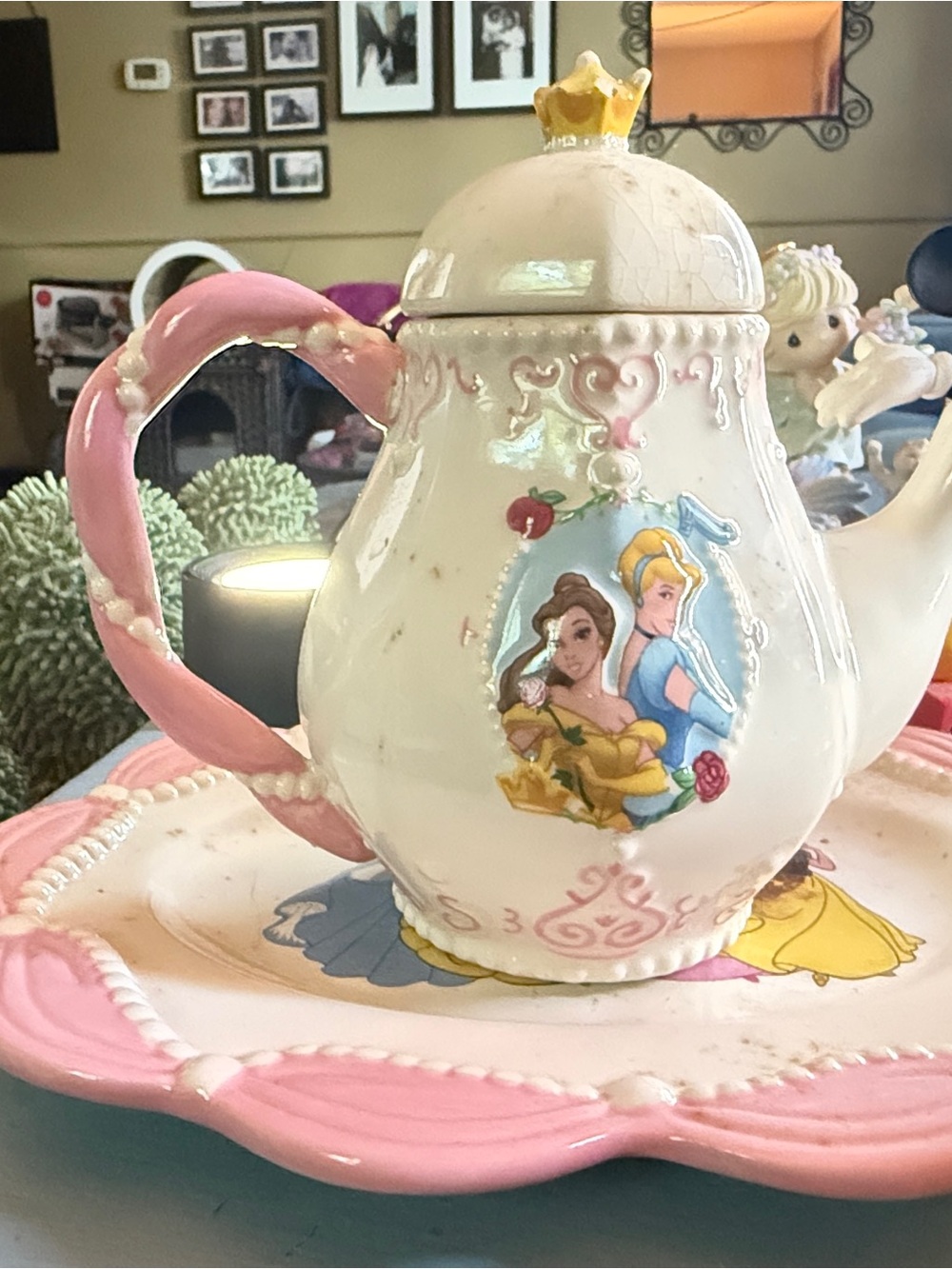 Disney Princess Pink and White Porcelain Play Tea Set - Picture 6 of 9